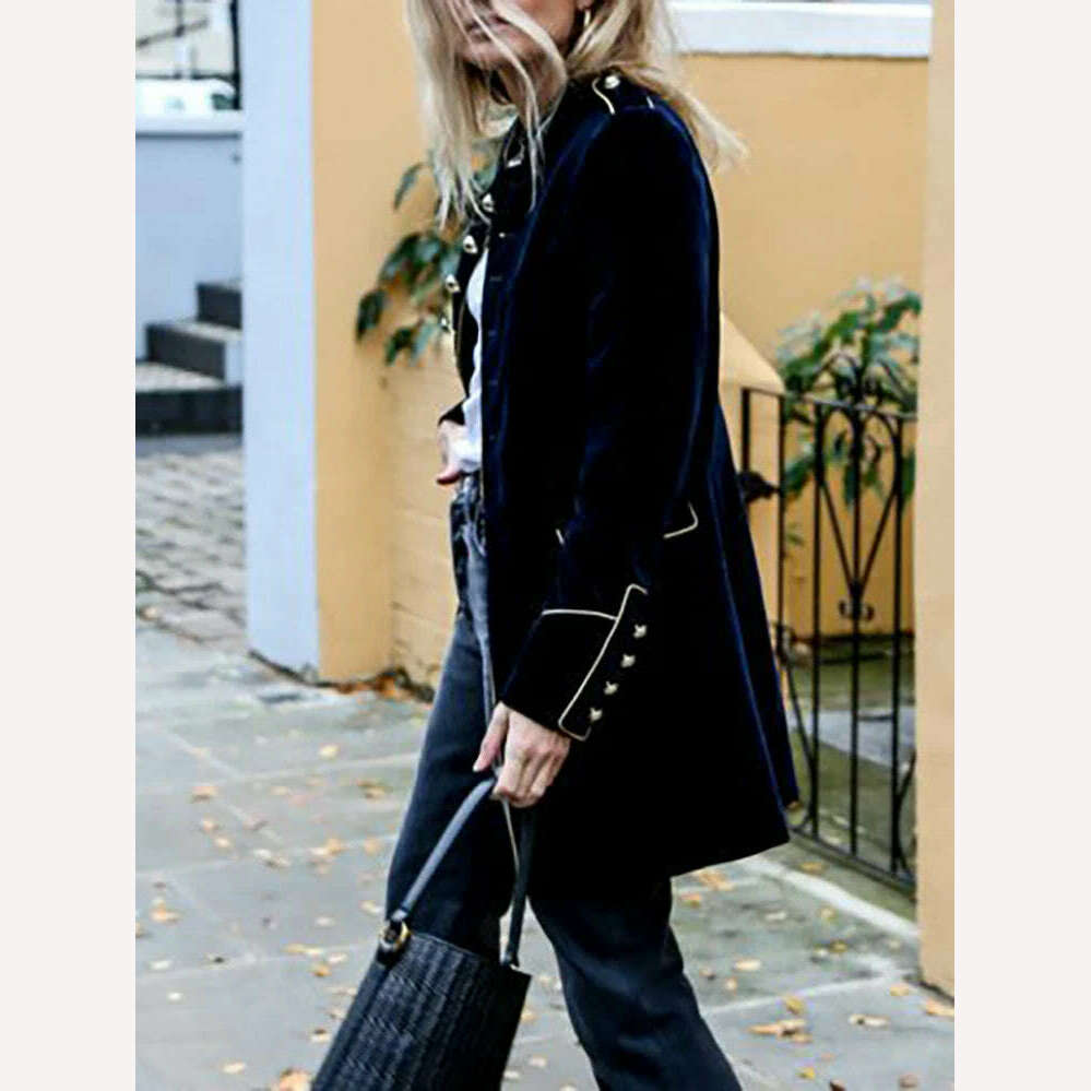 Women Autumn Winter Warm Velvet Jackets Female Streetwear Loose Casual Long Sleeve Coat Patchwork Multiple Buttons Solid Outwear - KIMLUD