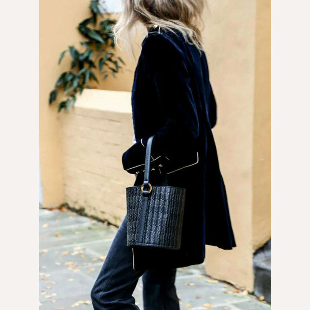 Women Autumn Winter Warm Velvet Jackets Female Streetwear Loose Casual Long Sleeve Coat Patchwork Multiple Buttons Solid Outwear - KIMLUD