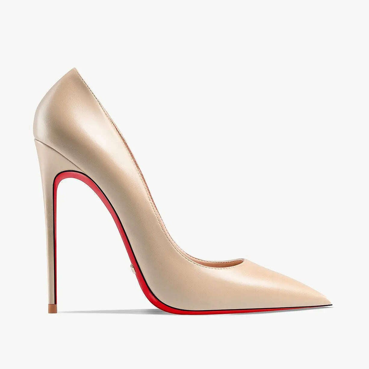 KIMLUD, Women heels shoes woman 2024 trend luxury Brand Women's Pumps Leather High Heels Red Bottom Pointed Toe Ladies Party Shoes 12cm, KIMLUD Womens Clothes