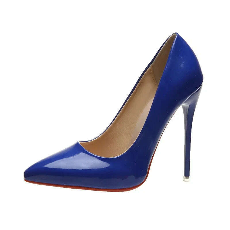 Women Shoes Red High Heels Sexy Pointed Toe 12cm Pumps Wedding Dress Shoes Nude Black Color Red Rubber Bottom High Heels - KIMLUD
