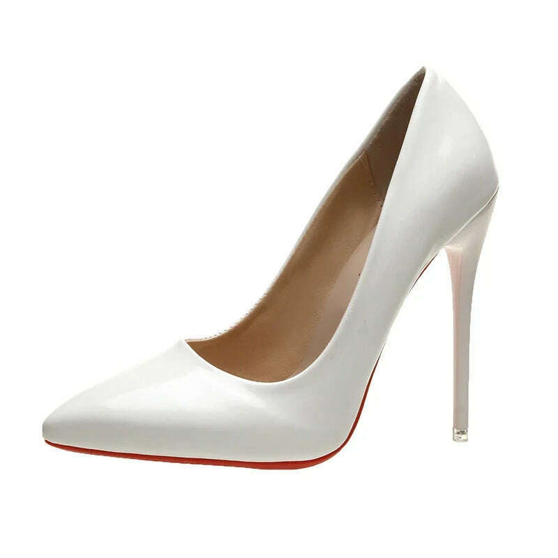Women Shoes Red High Heels Sexy Pointed Toe 12cm Pumps Wedding Dress Shoes Nude Black Color Red Rubber Bottom High Heels - KIMLUD