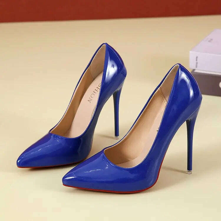 Women Shoes Red Sole High Heels Sexy Pointed Toe Red Sole 12cm Pumps Wedding Dress Shoes Nude Black Color Red Bottom High Heels - KIMLUD