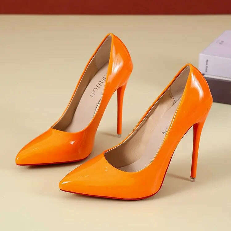 Women Shoes Red Sole High Heels Sexy Pointed Toe Red Sole 12cm Pumps Wedding Dress Shoes Nude Black Color Red Bottom High Heels - KIMLUD