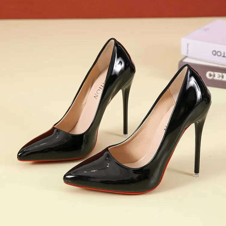 Women Shoes Red Sole High Heels Sexy Pointed Toe Red Sole 12cm Pumps Wedding Dress Shoes Nude Black Color Red Bottom High Heels - KIMLUD