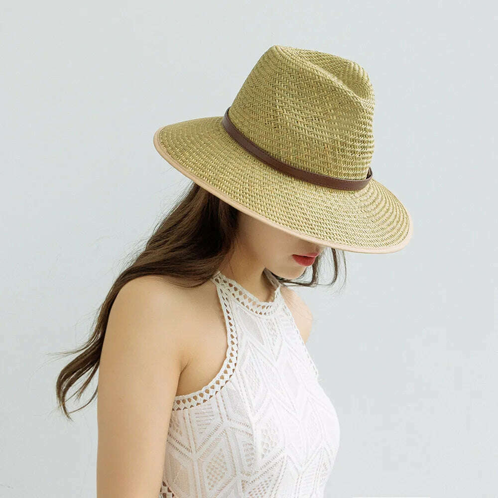 KIMLUD, Women Summer Hats Metal Belt Decorated straw hat Lifeguard Sun Hat Ladies Outdoor Hat Travel Hat, KIMLUD Womens Clothes