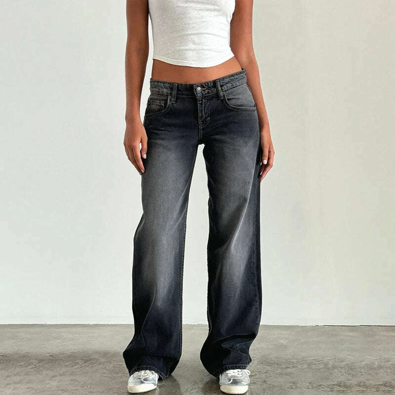 KIMLUD, Women Y2K Wide Leg Denim Pants Baggy Low Waist Boyfriend Jeans Casual Vintage Loose Fit Jeans Trousers Cyber Grunge Streetwear, KIMLUD Womens Clothes