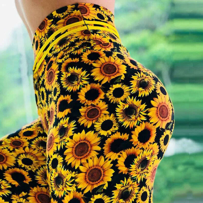 Women Yoga Sports Pants Push Up Pencil Pants Workout Water Droplets Leggings Fitness Print Gym Leggings Elastic Slim Pants Tight - KIMLUD