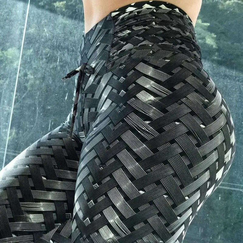 Women Yoga Sports Pants Push Up Pencil Pants Workout Water Droplets Leggings Fitness Print Gym Leggings Elastic Slim Pants Tight - KIMLUD