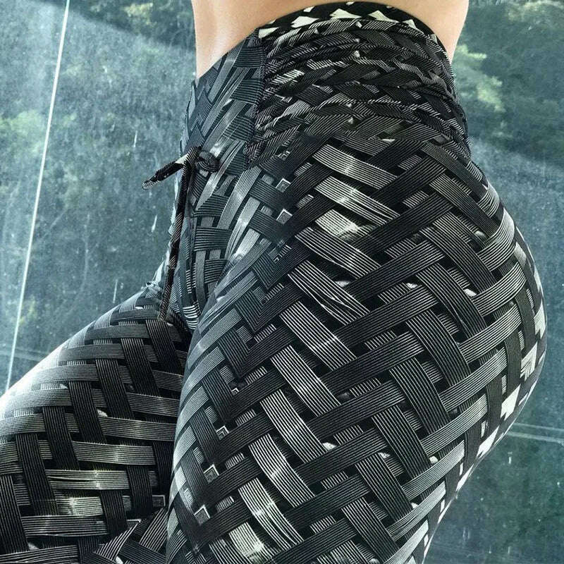 Women Yoga Sports Pants Push Up Pencil Pants Workout Water Droplets Leggings Fitness Print Gym Leggings Elastic Slim Pants Tight - KIMLUD