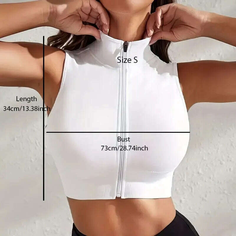 Women's 2-piece Set Close-fitting Breathable Sexy Yoga Zipper Exercise Fitness Vest Top - KIMLUD