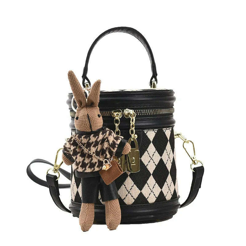 Women's Bag for Women Fashion Luxury Designer Zipper Small Handbags For Women Leather Bucket Shoulder Bag 2023 New Trend Pendant - KIMLUD