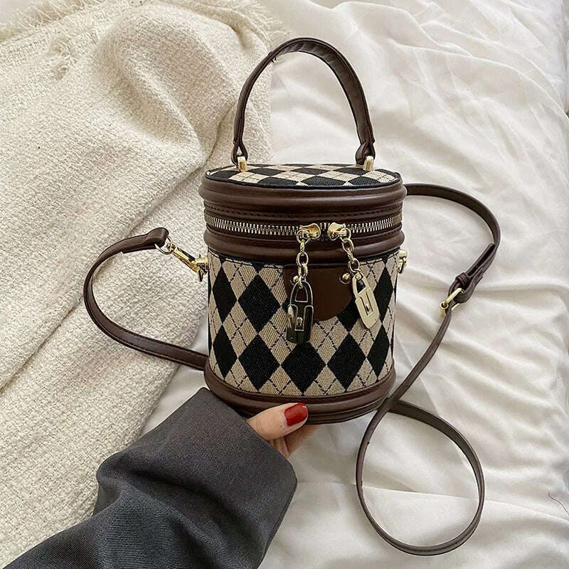 Women's Bag for Women Fashion Luxury Designer Zipper Small Handbags For Women Leather Bucket Shoulder Bag 2023 New Trend Pendant - KIMLUD