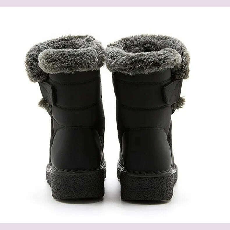 Women's Boots 2024 Trend Winter Shoes For Woman Winter Boots Ankle Low Heels Botas Mujer Waterproof Snow Boots With Fur Shoes - KIMLUD