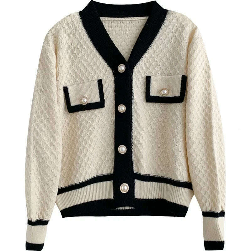 Women's Korean Fashion New Korean Loose Long-sleeved Knit Sweater Cardigans Outwear Coat - KIMLUD