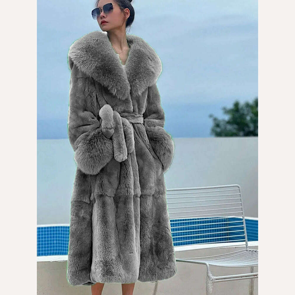 Women's Parker Winter Fur Warm Large Size Solid Color Fur & Faux Fur Women New Casual Long Sleeve Temperament Women Fur coat Y72 - KIMLUD