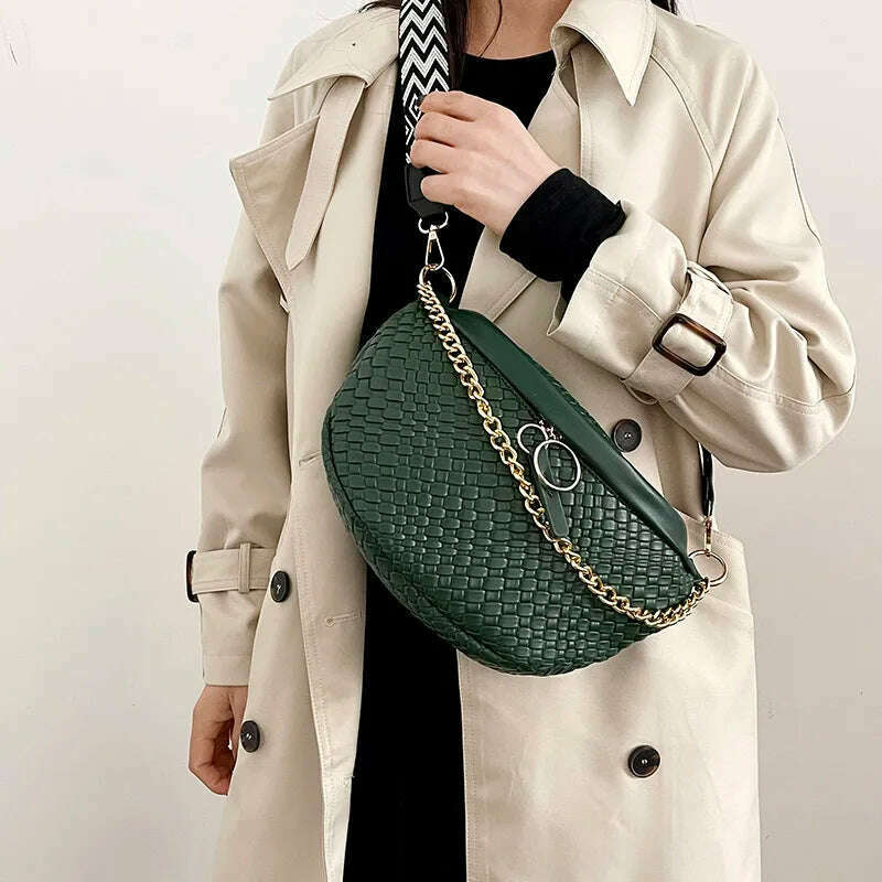 KIMLUD, Woven pattern Waist Bag Ladies Fanny Pack High Quality Chest Bag Fashion Shoulder Bag Female Belt Purses Designer Crossbody Bags, KIMLUD Womens Clothes