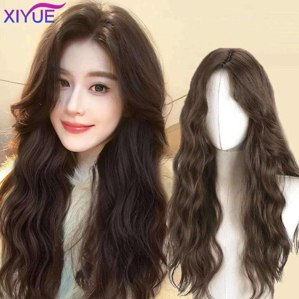 XUTYE Wig Women's Long Hair Full Head Set with Natural Synthetic Hair Water Ripple Daily Full Top Wig Set - KIMLUD