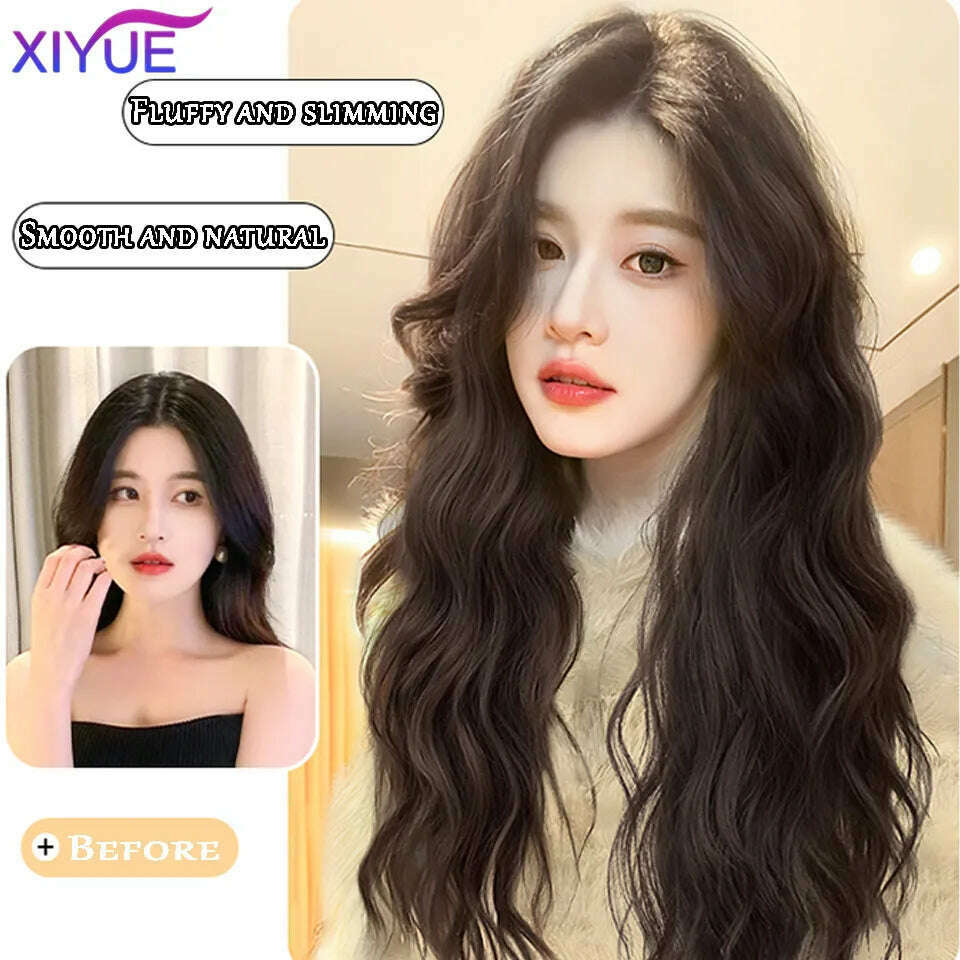XUTYE Wig Women's Long Hair Full Head Set with Natural Synthetic Hair Water Ripple Daily Full Top Wig Set - KIMLUD