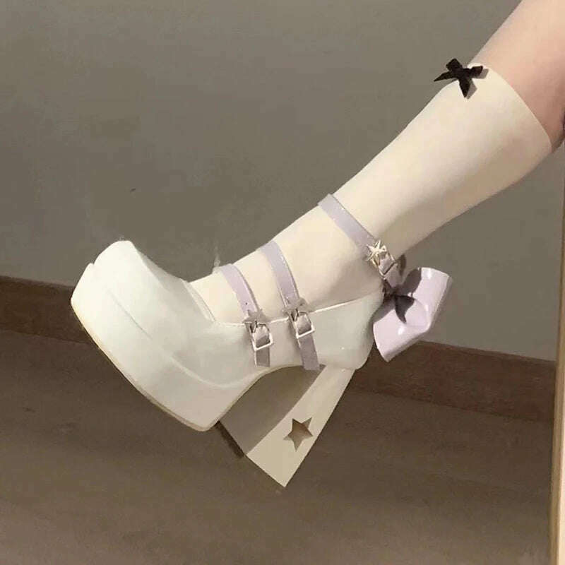 Y2k Chunky Platform High Heels Pumps Women 2023 Spring Punk Thick Heel Mary Jane Lolita Shoes Woman Patent Leather Cosplay Shoes - KIMLUD