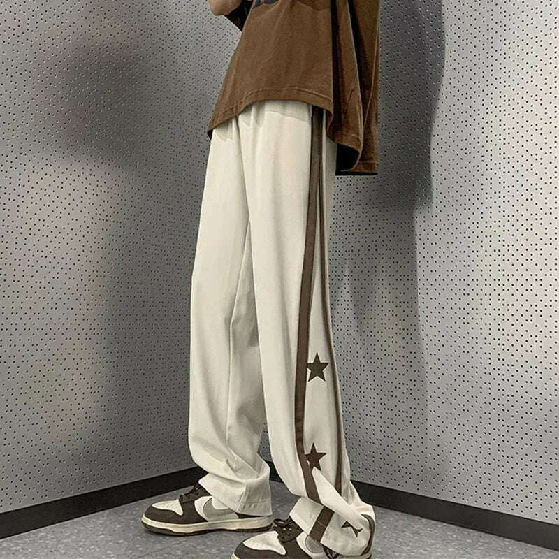 Y2K Star Sweatpants Men Black Sports Pants Wide Leg Trousers Male Japanese Streetwear Hip Hop Graphic Loose Casual - KIMLUD