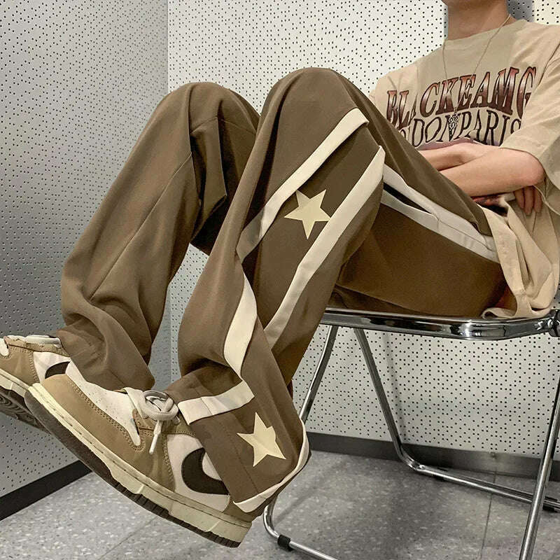 Y2K Star Sweatpants Men Black Sports Pants Wide Leg Trousers Male Japanese Streetwear Hip Hop Graphic Loose Casual - KIMLUD