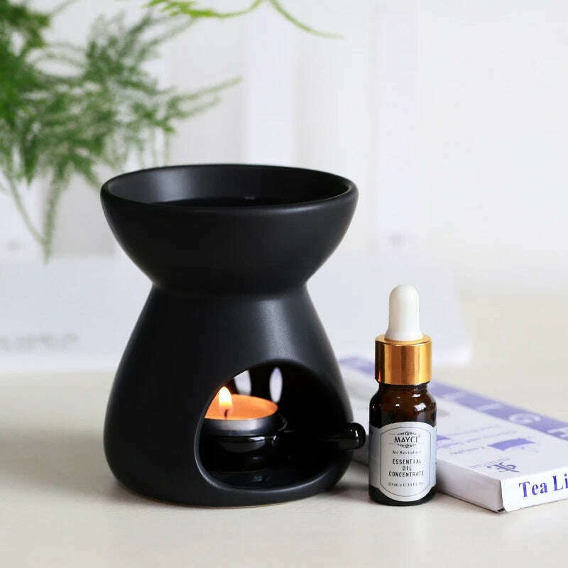 KIMLUD, YXY Handmade Ceramics Essential Oil Incense Burner 100ml Candle Holder Sandal Aromatherapy Sleep Aid Lamp Yoga Household Stove, KIMLUD Womens Clothes